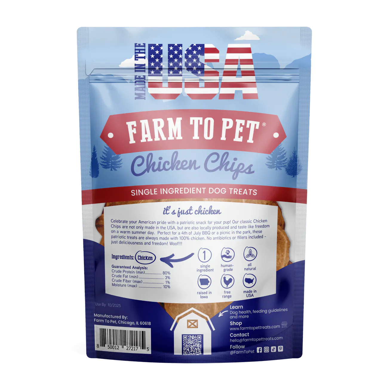 Farm To Pet Americana Chicken Chips (4oz) - Farm To Pet Dog Treats - The Family Pet