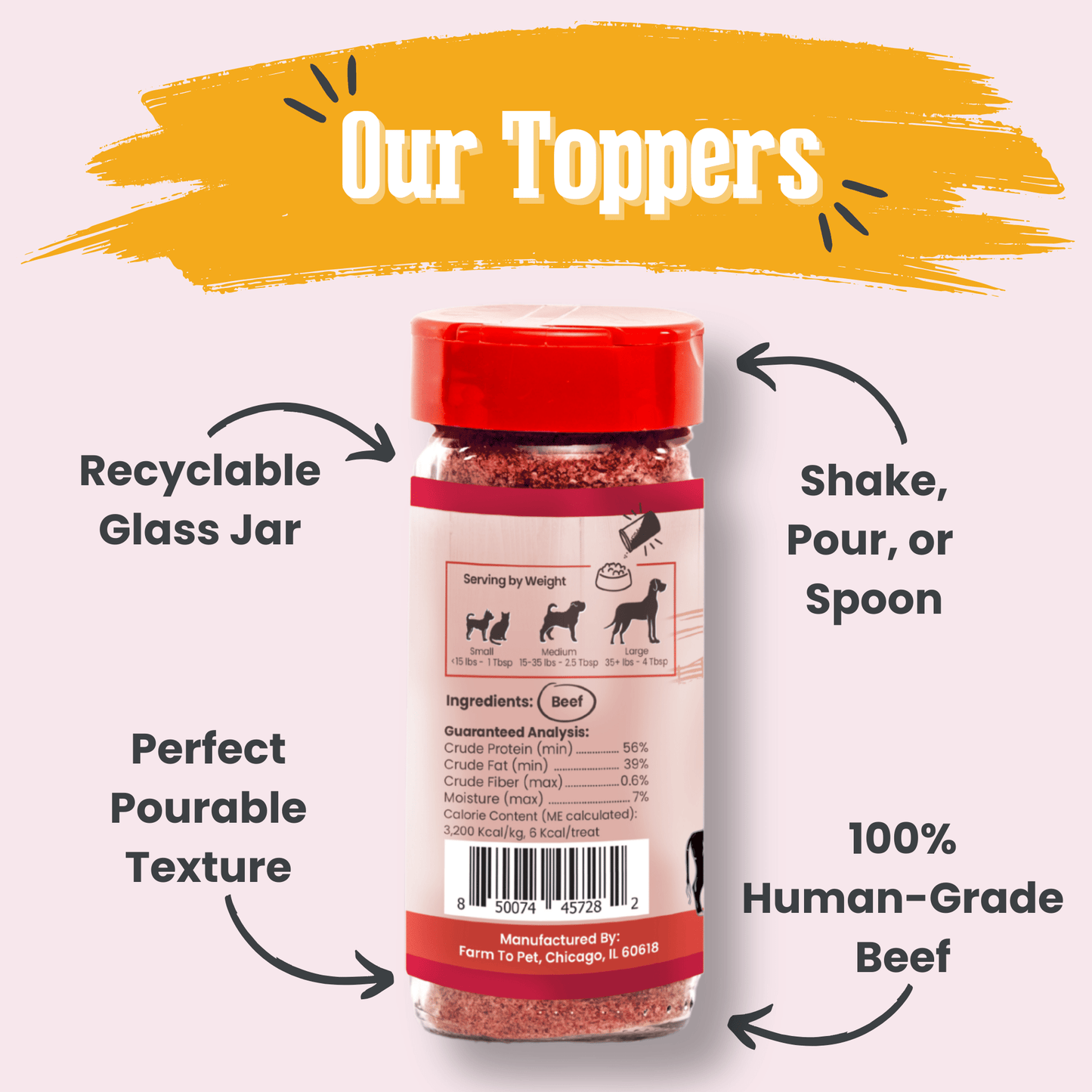 Dog Food Topper Beef Powder Meal Supplement 4oz 🥩