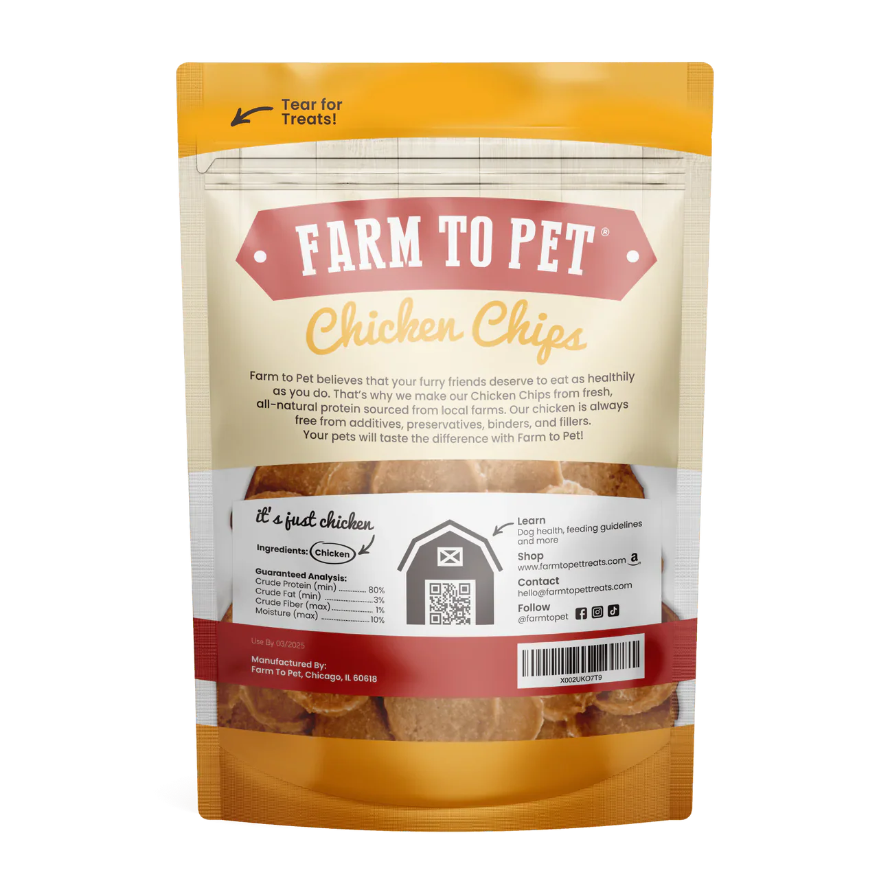 Farm To Pet Chicken Chips (4oz) - dog treats - The Family Pet