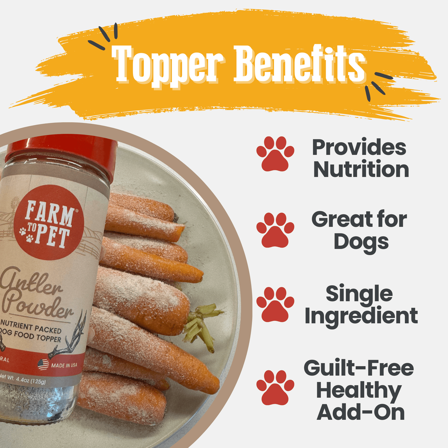 Dog Food Topper Antler Powder Supplement 4oz 🦌