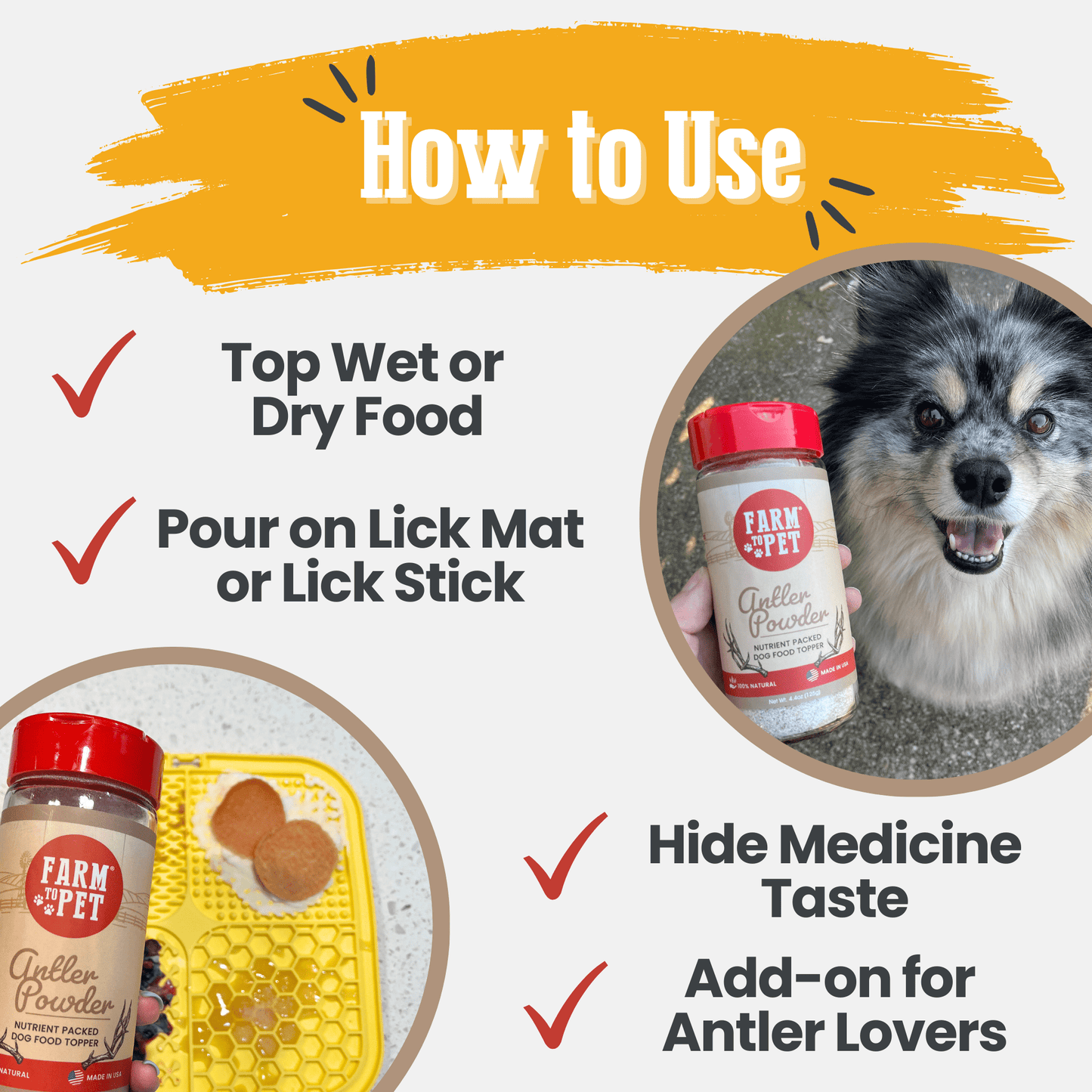 Dog Food Topper Antler Powder Supplement 4oz 🦌