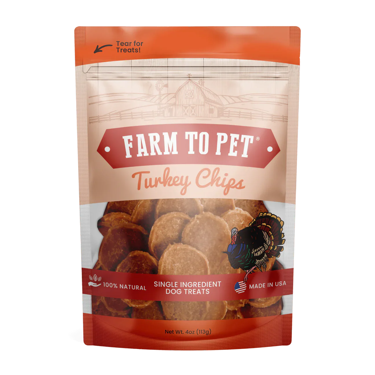 Farm To Pet Turkey Chips (4oz) - dog treats - The Family Pet