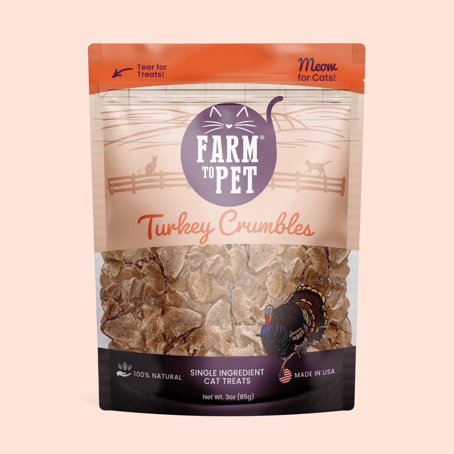 Turkey Crumbles Cat Treats Grain Free 3.2oz ๐ฆ