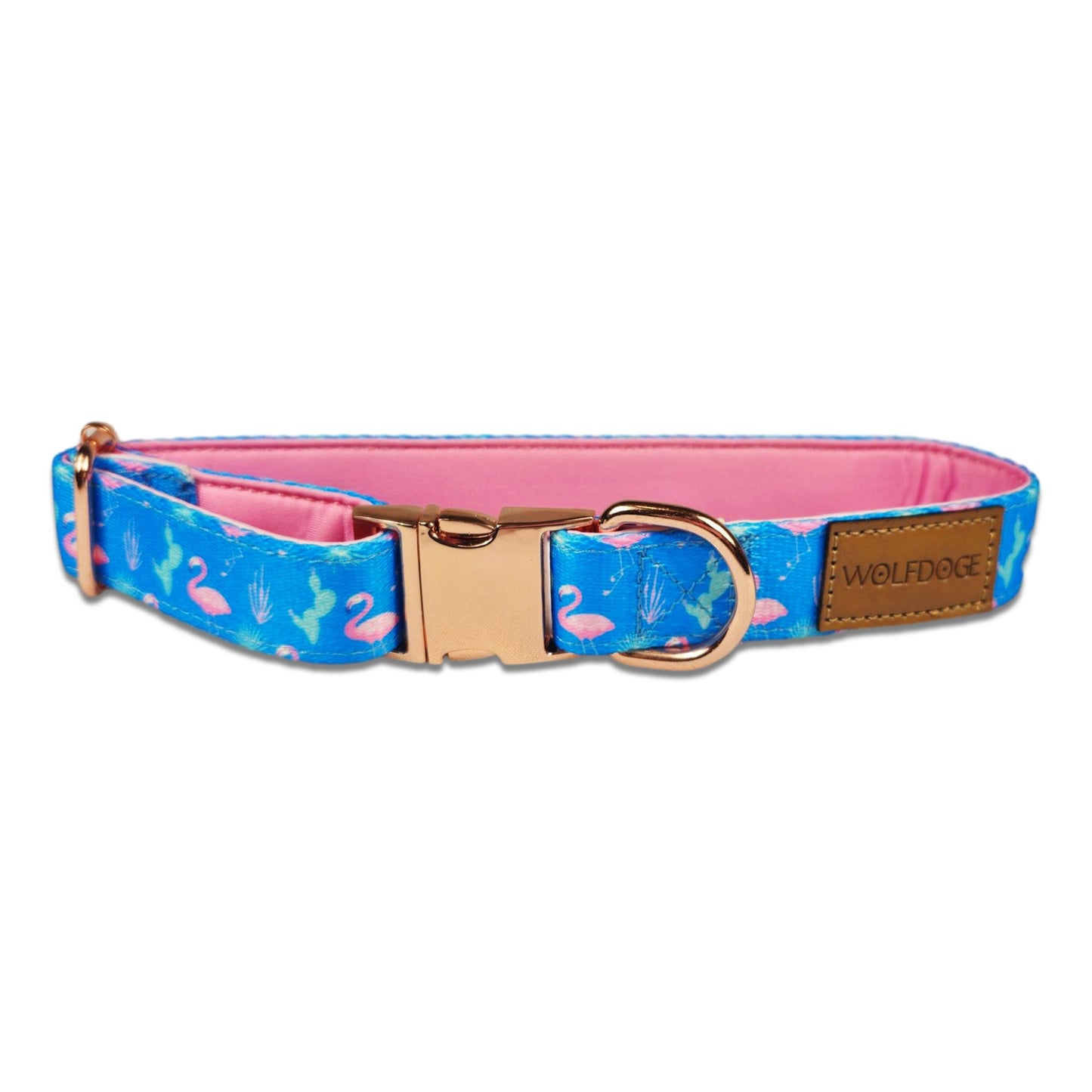Dog Collar Flamingo Cactus Rose Gold Hardware 🦩