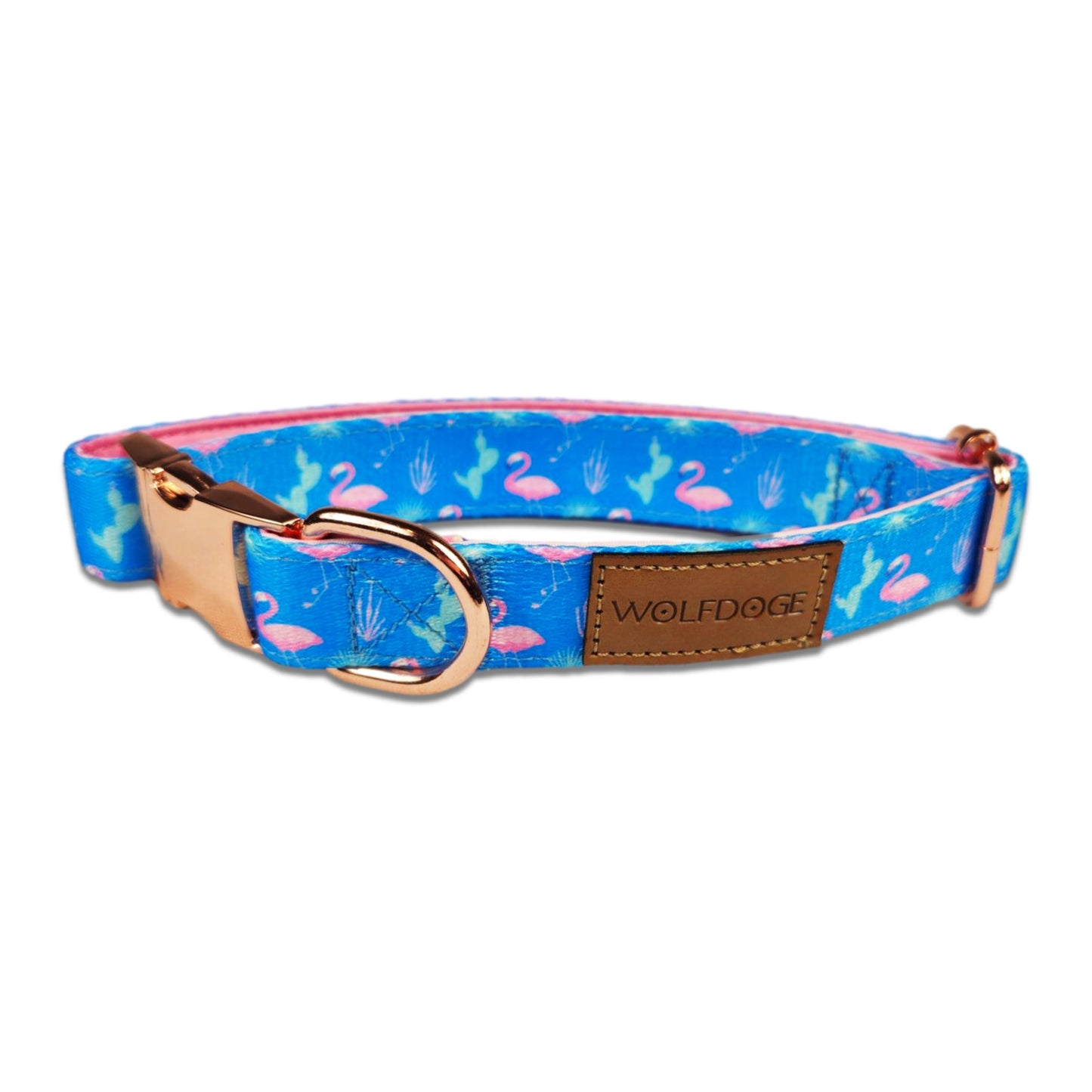 Dog Collar Flamingo Cactus Rose Gold Hardware 🦩