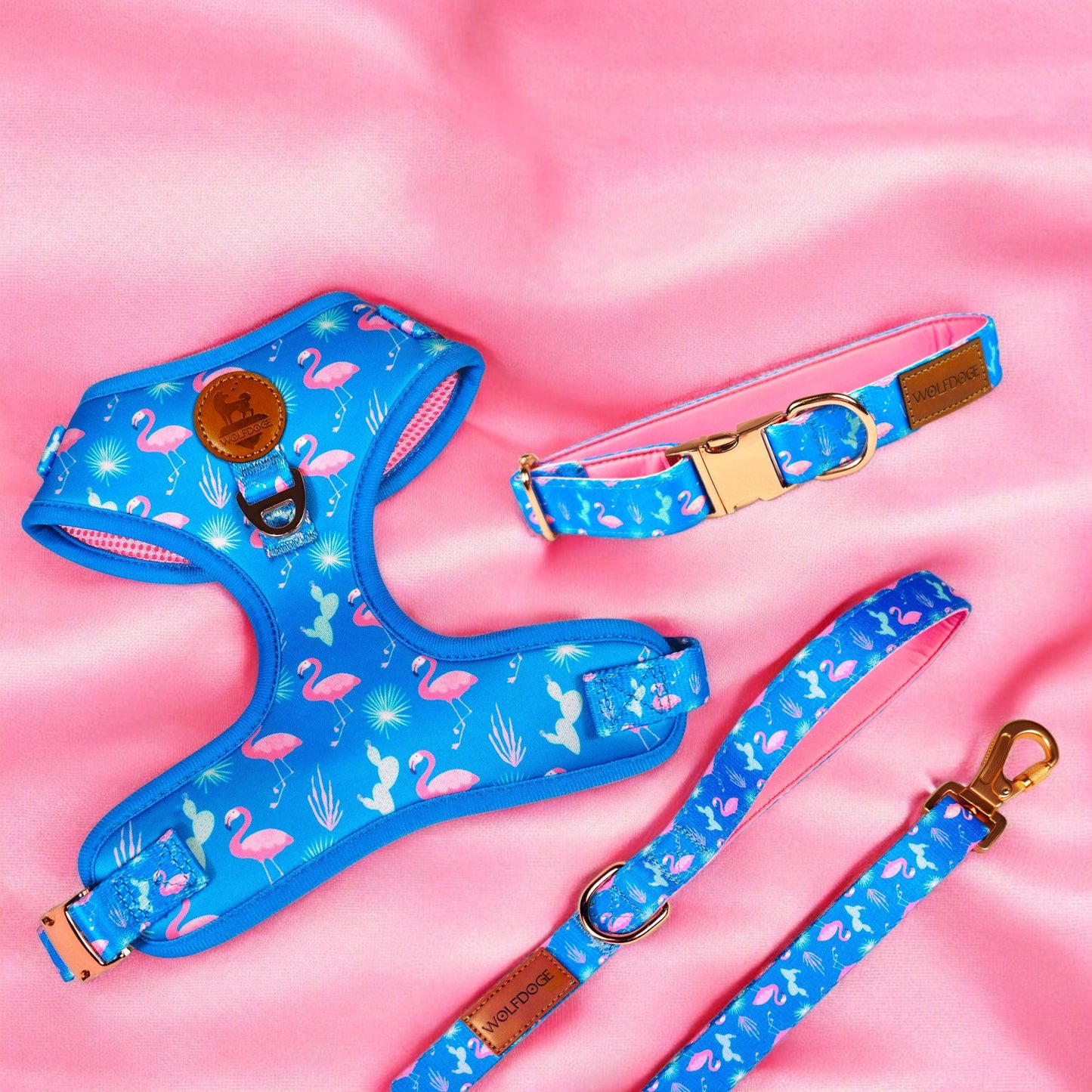 Dog Collar Flamingo Cactus Rose Gold Hardware 🦩
