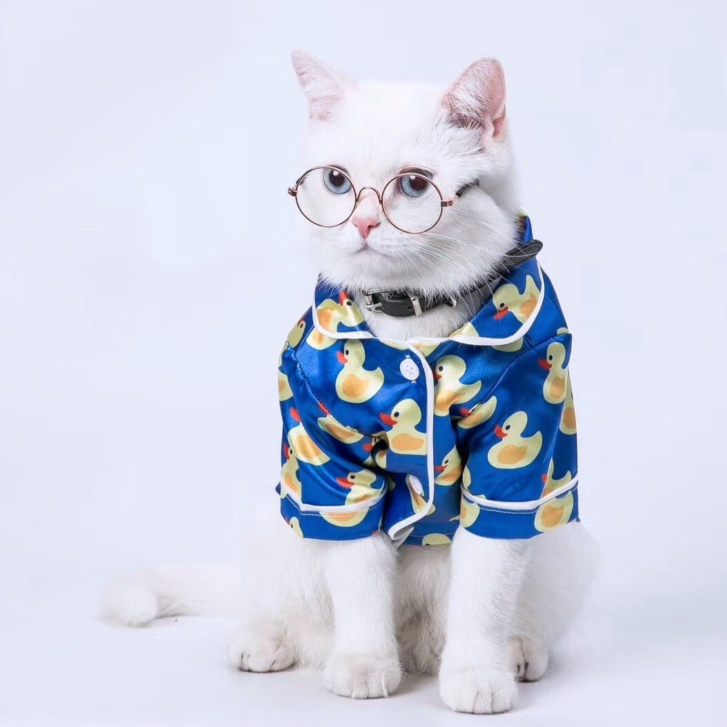 Silk Dog Pajamas Duck Print Soft Sleepwear 🦆