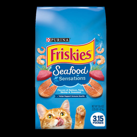 Friskies Seafood Sensations With Flavors of Salmon, Tuna, Shrimp & Seaweed Dry Cat Food - Dry Cat Food - The Family Pet