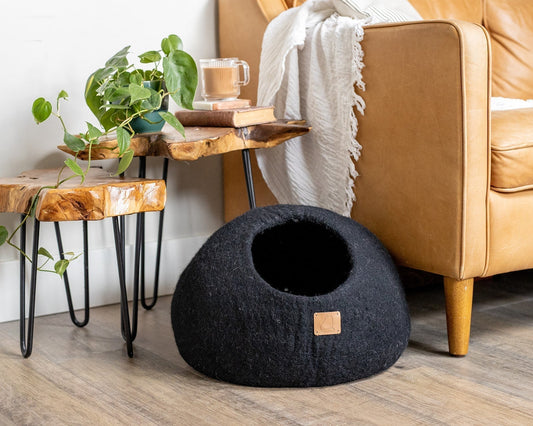 Cat Bed Cave Round Night Black Hideaway Cozy