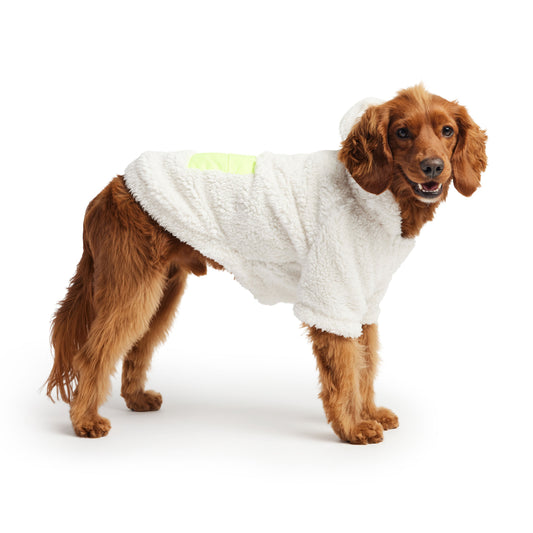 GF Pet Cozy Sherpa Fleece Dog Hoodie with Neon Pocket Detail