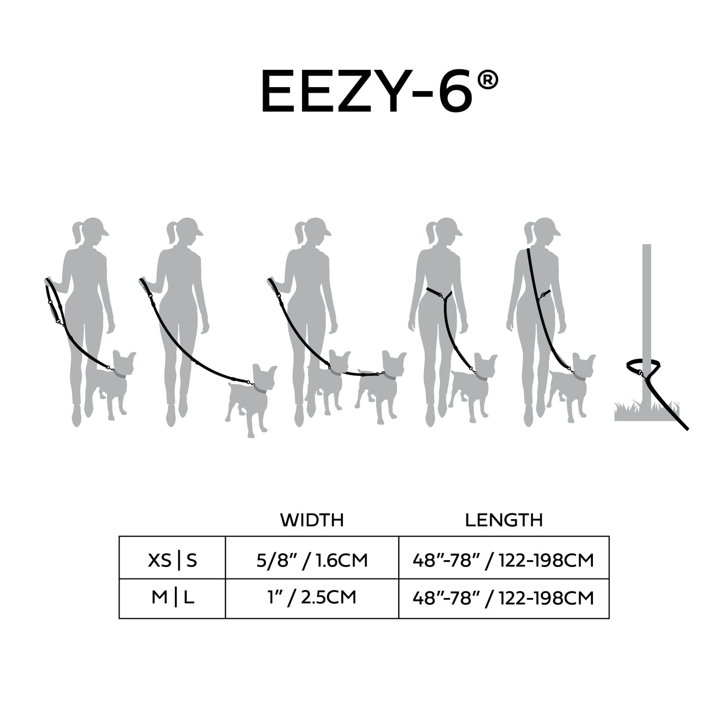 Reflective Leash - EEZY - 6 - Black - GF Pet.us