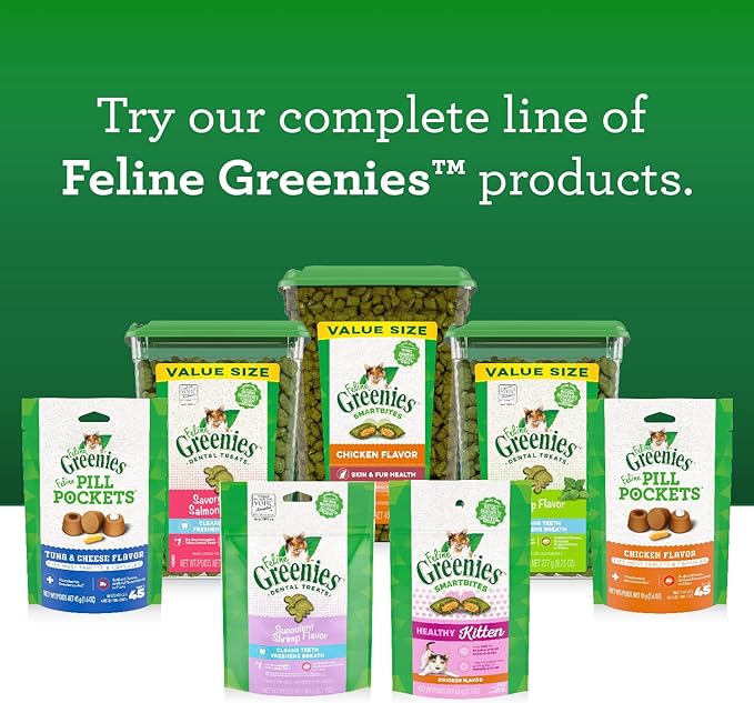 Greenies FELINE GREENIES Savory Salmon Flavored Dental Treats - Greenies Cat Treats - The Family Pet