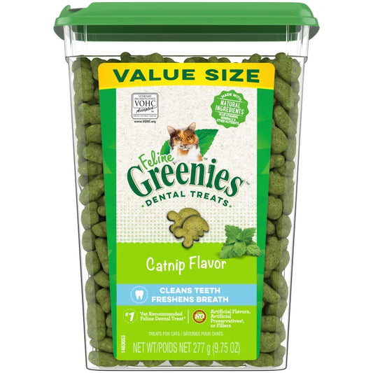 Greenies FELINE GREENIES Catnip Flavored Dental Treats, Value Size (9.75oz) - Dental Cat Treat - The Family Pet