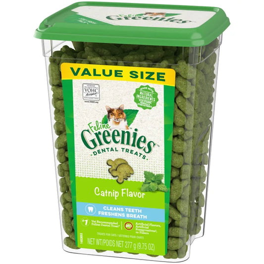 Greenies FELINE GREENIES Catnip Flavored Dental Treats, Value Size (9.75oz) - Dental Cat Treat - The Family Pet