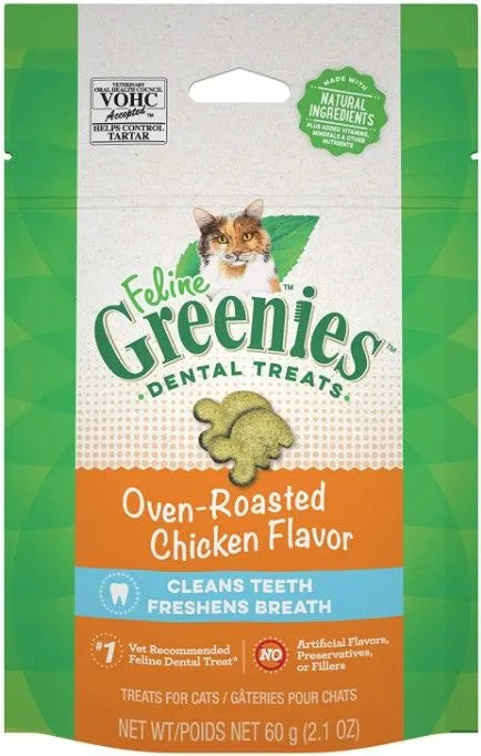Greenies FELINE GREENIES Oven Roasted Chicken Flavored Dental Treats - Greenies Cat Treats - The Family Pet
