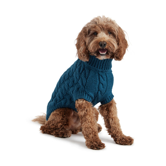Chalet Sweater Dark Teal Dog Sweaters Premium Pet Supply - detail view