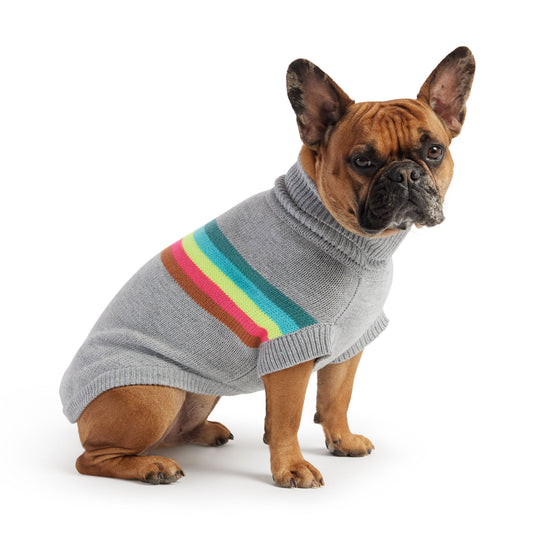 Retro Sweater Grey Mix Dog Apparel Premium Pet Supply - detail view