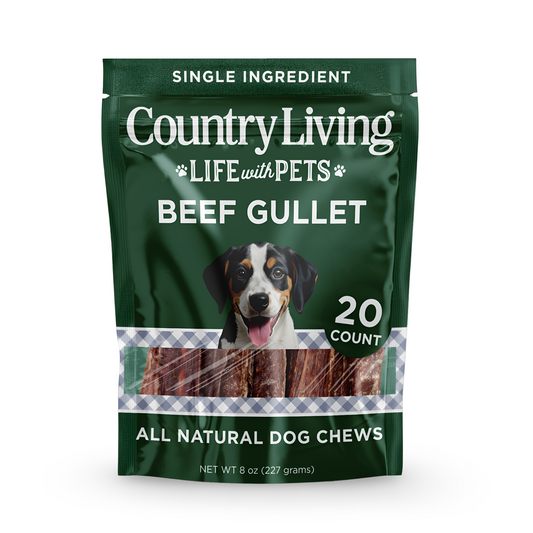 Country Living 6â Gullet Flats Dog Treats â 20 Count Bag â All-Natural Beef Esophagus Chews â High-Protein, Easily Digestible, Single-Ingredient Dog Treats â Grain-Free & Long-Lasting - Purrfect Pet Kingdom