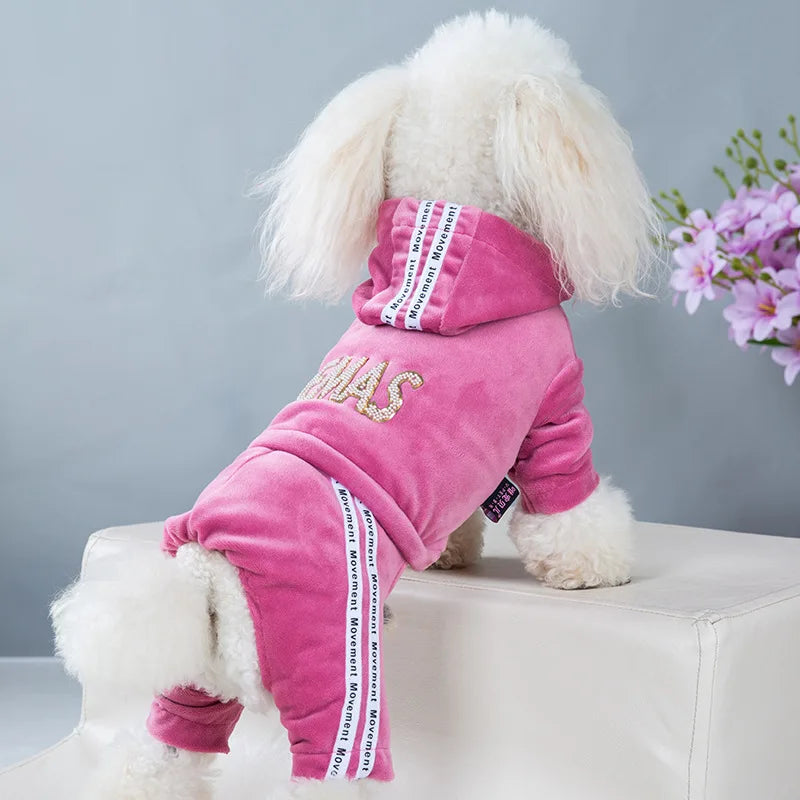 Velvet Dog Cat Jumpsuit Coat Classic Apparel 5 sizes - pet clothing - THRIXINE
