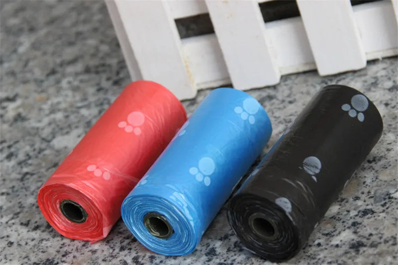 15 Bags Per Roll PE Dog Poop Bags Paw Print Pets Dogs Accessories for Dogs Cats Mascotas Products bolsas caca perro undefined - Purrfect Pet Kingdom