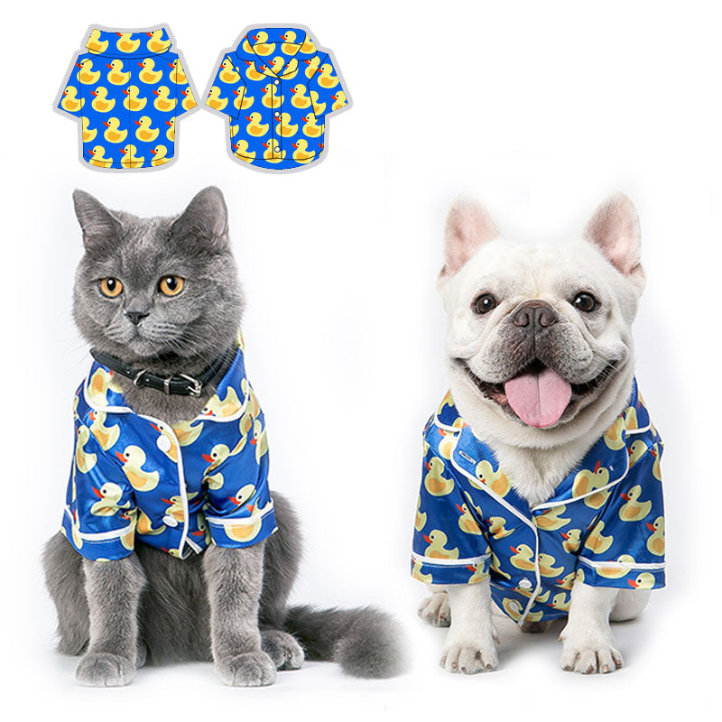 Silk Dog Pajamas Duck Print Soft Sleepwear 🦆