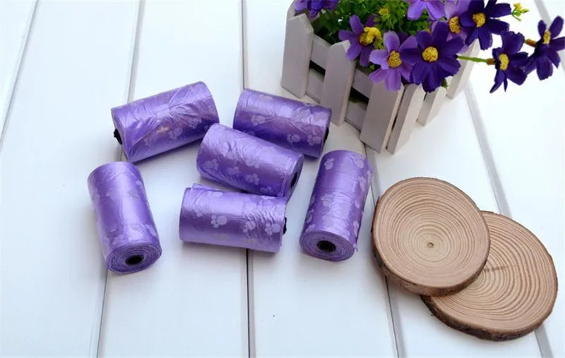 15 Bags Per Roll PE Dog Poop Bags Paw Print Pets Dogs Accessories for Dogs Cats Mascotas Products bolsas caca perro undefined - Purrfect Pet Kingdom