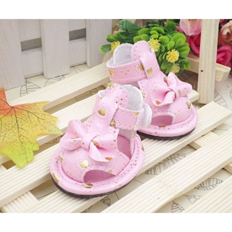 Pink Bow Dog Sandals - 4 PC set