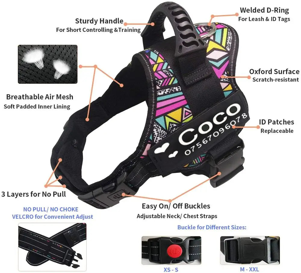 🦮 Professional Service Dog Harness - Custom ID Vest with Reflective Safety Design