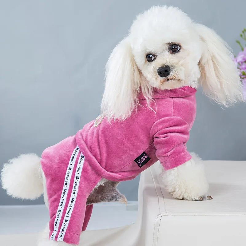Velvet Dog Cat Jumpsuit Coat Classic Apparel 5 sizes - pet clothing - THRIXINE
