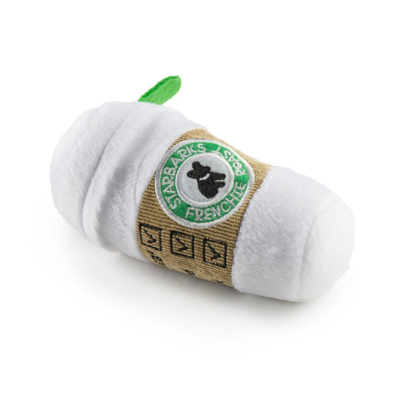 Starbarks White Coffee Cup Plush Squeak Dog Toy