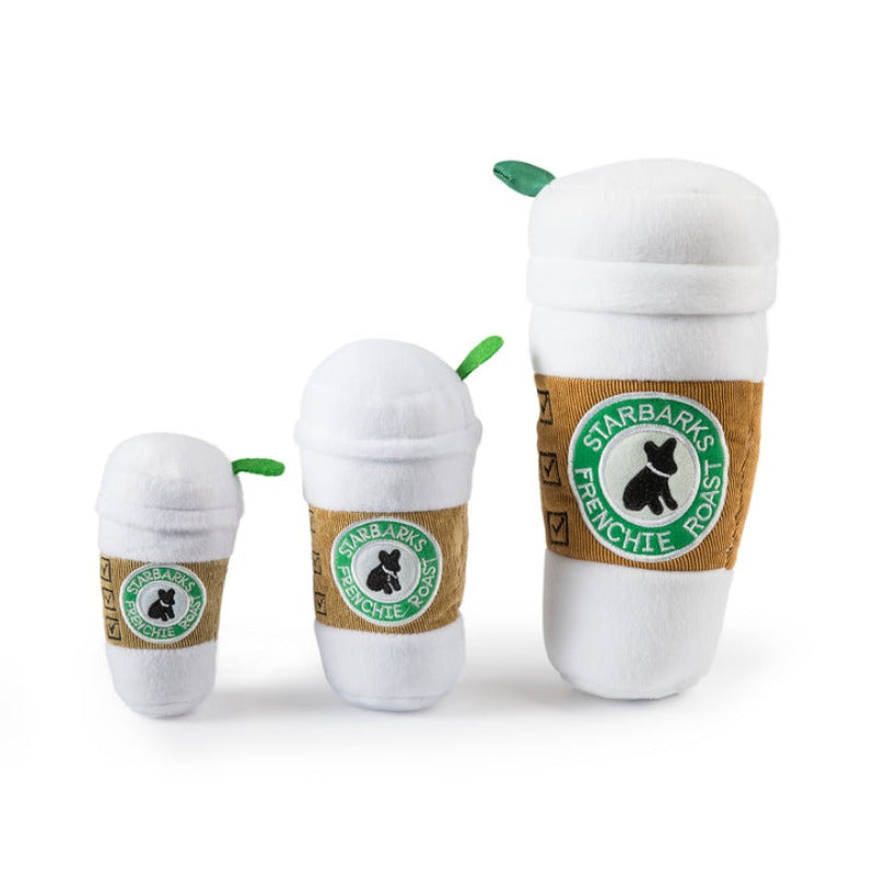 Starbarks White Coffee Cup Plush Squeak Dog Toy