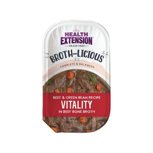 Broth-Licious Beef & Green Bean in Bone Broth -Vitality Recipe for Adult Dogs