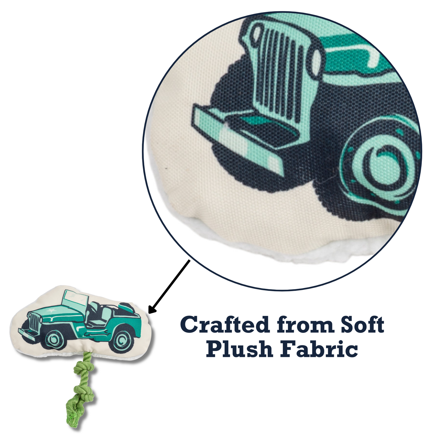 Army Jeep Plush Dog Toy Squeaker Crinkle ๐