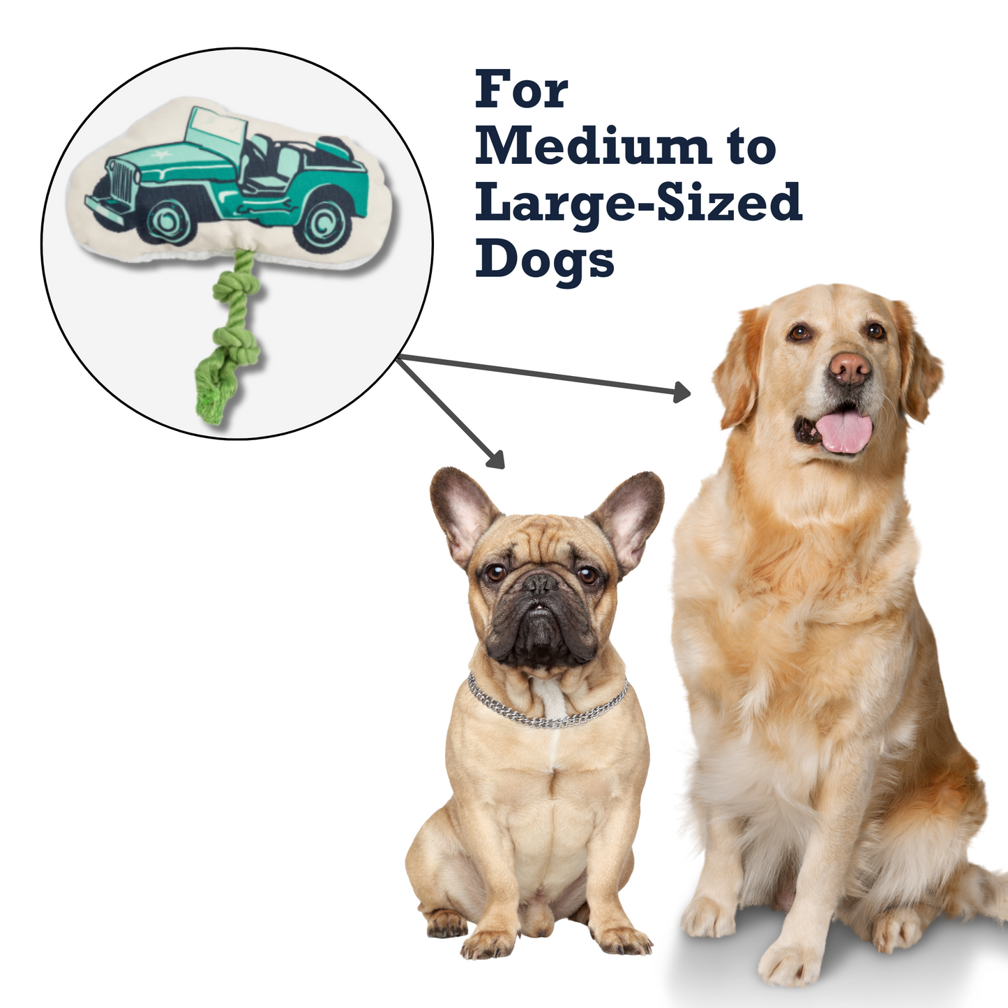 Army Jeep Plush Dog Toy Squeaker Crinkle ๐