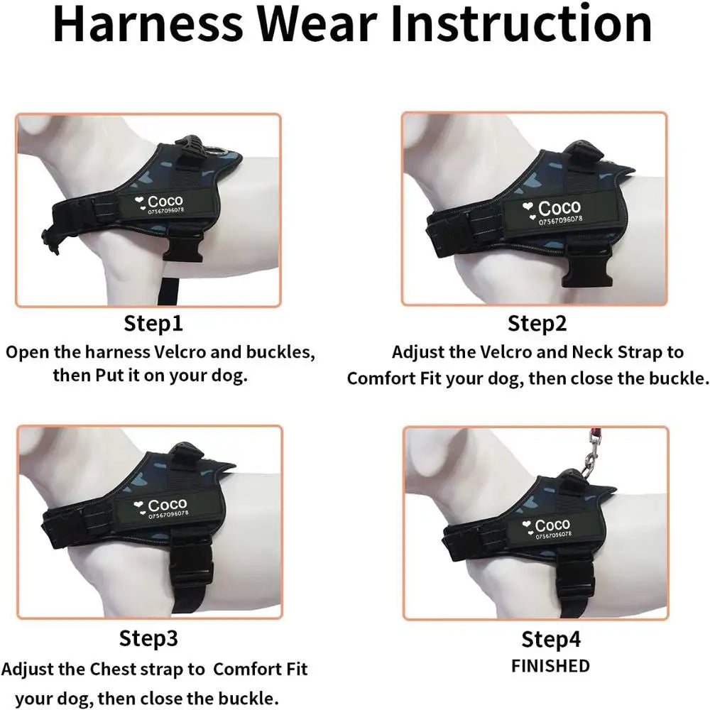 🦮 Professional Service Dog Harness - Custom ID Vest with Reflective Safety Design