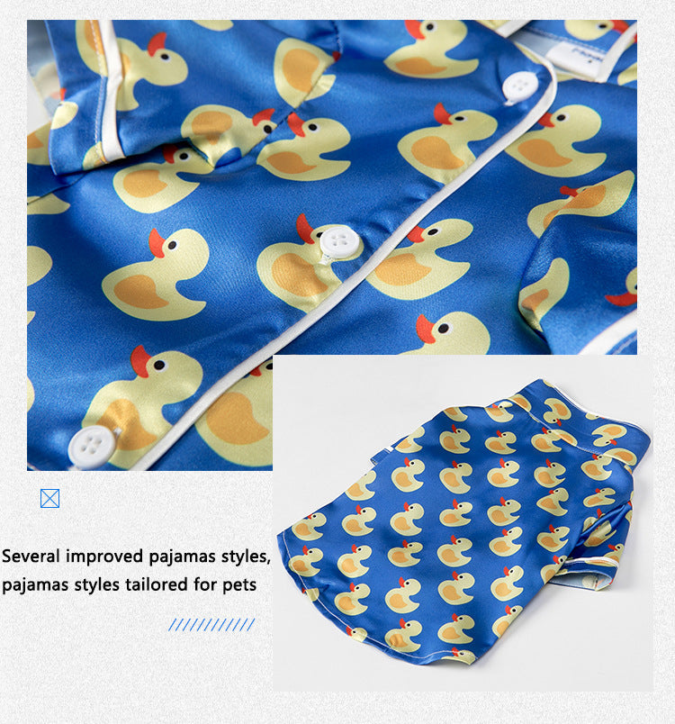 Silk Dog Pajamas Duck Print Soft Sleepwear 🦆