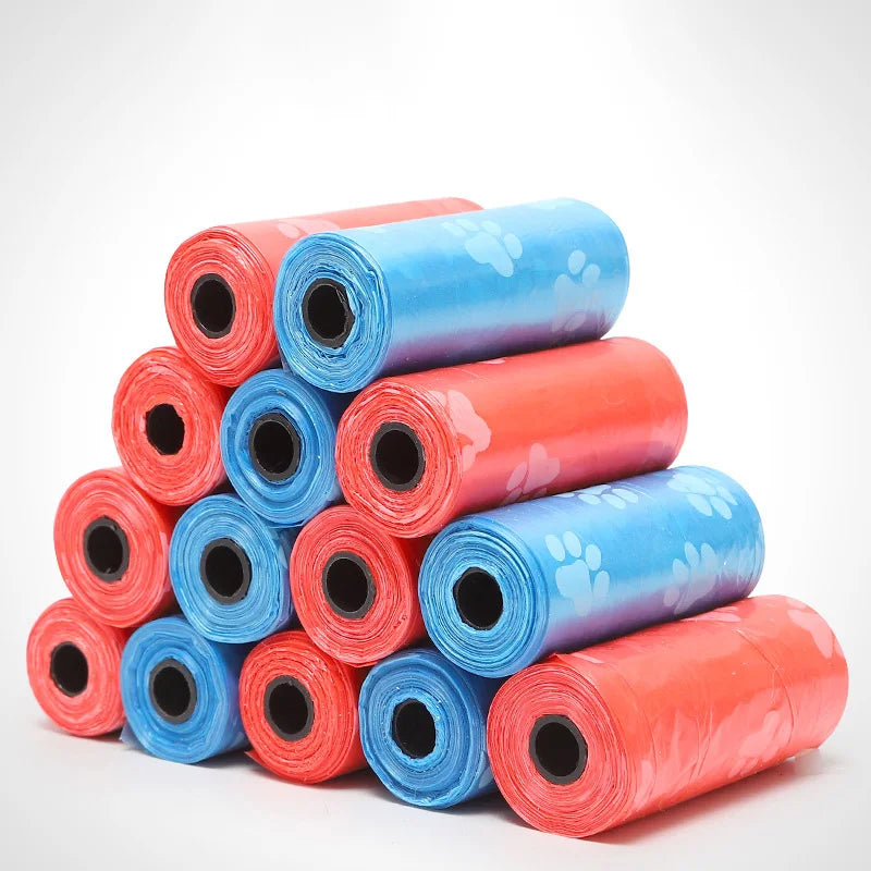 15 Bags Per Roll PE Dog Poop Bags Paw Print Pets Dogs Accessories for Dogs Cats Mascotas Products bolsas caca perro undefined - Purrfect Pet Kingdom