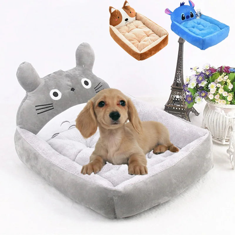 Cute Cartoon Pet Bed - Winter Warm Sofa for Small & Medium Dogs, Cats