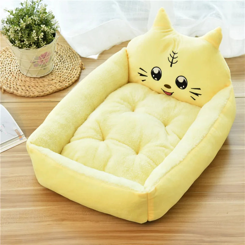 Cute Cartoon Pet Bed - Winter Warm Sofa for Small & Medium Dogs, Cats