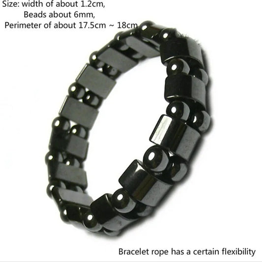 Healf moon magnetic black stone magnetic therapy slimming Bracelet Weight Loss Round Black Stone Bracelets