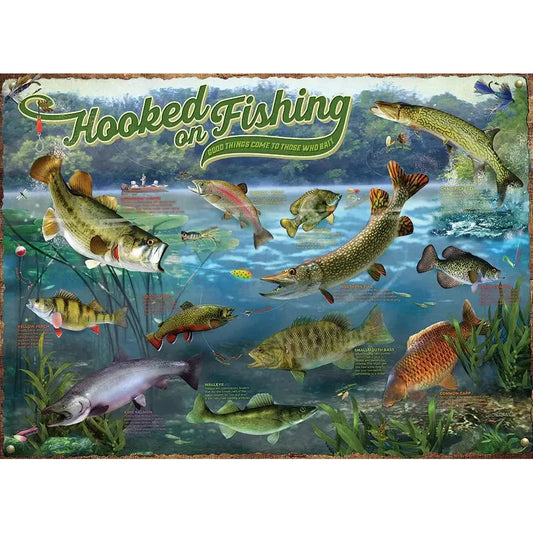 Hooked on Fishing 1000 Piece Jigsaw Puzzle Cobble Hill
