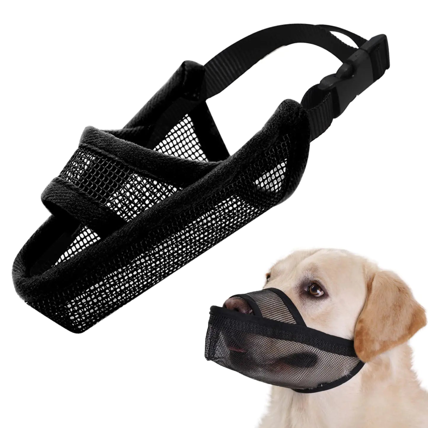 Dog Muzzle Breathable Mesh Nylon Large Black ๐