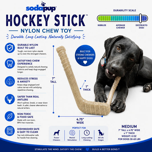 Hockey Stick Nylon Dog Chew Toy Ultra Durable For Aggressive - detail view