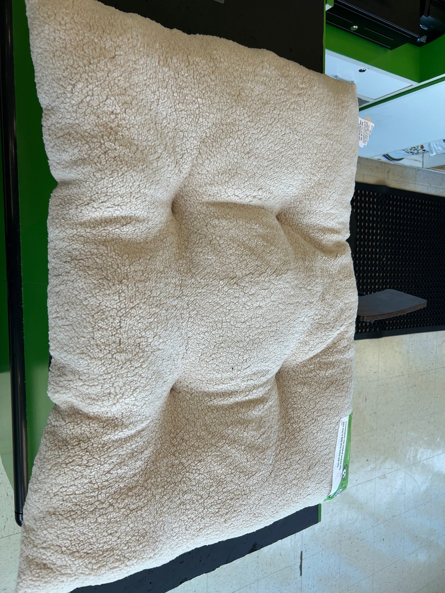 Dog Bed Tufted Pillow Grey Plaid Design