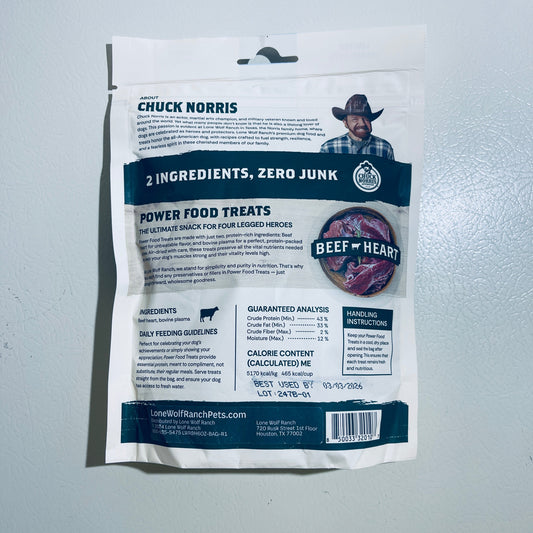 Lone Wolf Ranch Beef Heart Dog Treats Natural Protein 6 oz Bag