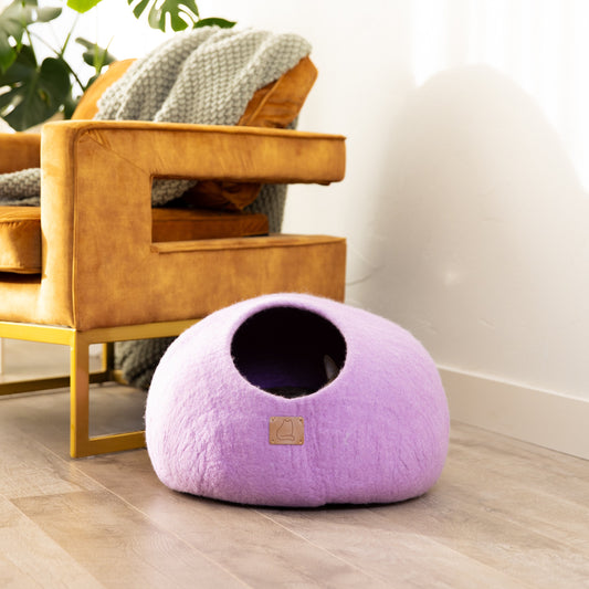 Cat Bed Cave Round Lilac Purple Hideaway Cozy
