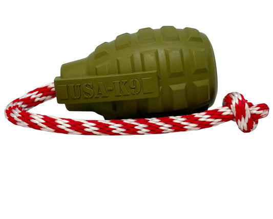 USA-K9 Grenade Shaped Rubber Dog Toy - Chew, Treat Dispenser