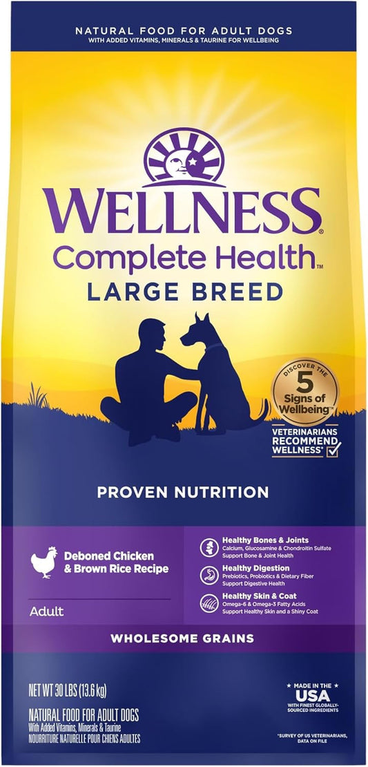 Wellness Complete Health Large Breed Chicken & Brown Rice Dry Dog Food (30lb) - Dry Dog Food - The Family Pet