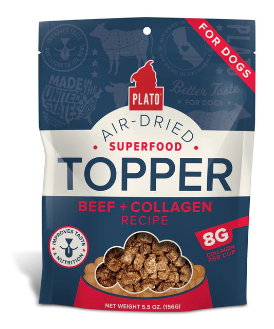 Plato Air - Dried Beef & Collagen Food Topper for Dogs (5.5oz) - Dog Food Topper - The Family Pet