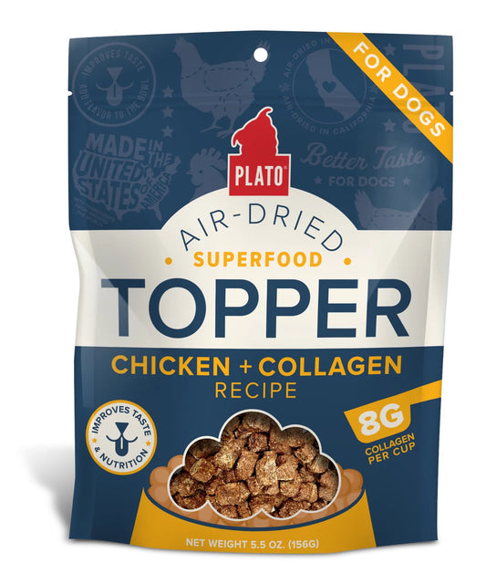 Plato Air - Dried Chicken & Collagen Food Topper for Dogs (5.5oz) - Plato Dog Food Topper - The Family Pet
